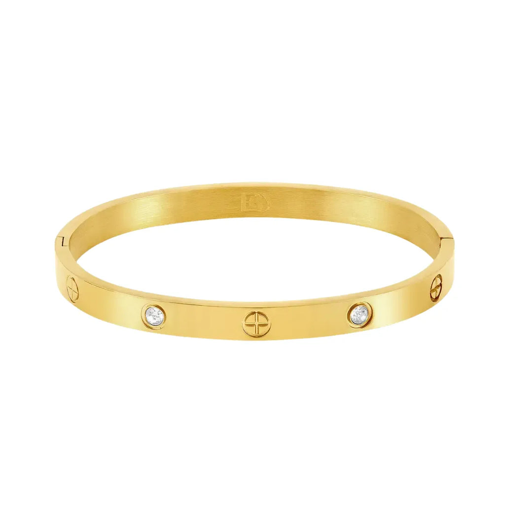 Brazalete Glamour con Piedras y Acabado en Oro de 18K