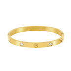 Brazalete Glamour con Piedras y Acabado en Oro de 18K