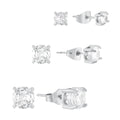 Trío de Aretes Solitario - Plata