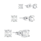 Trío de Aretes Solitario - Plata