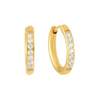 Aretes de Aro con Piedras Brillantes de 12MM con Acabado en Oro de 18K