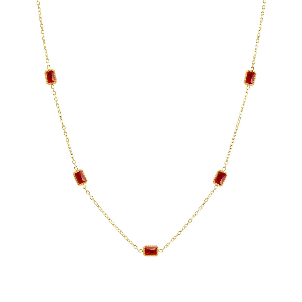 Collar Rubí Bañado en Oro 18k