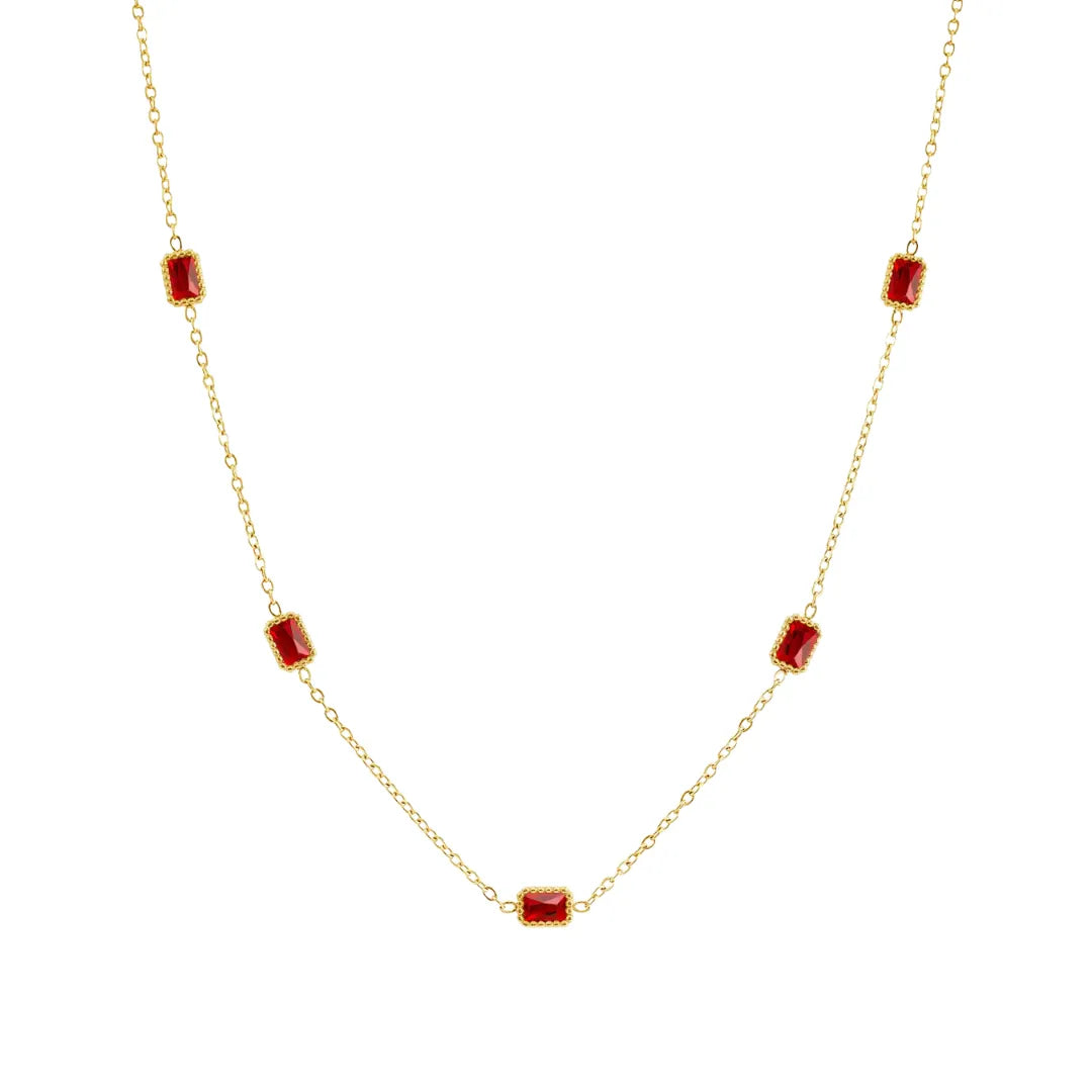Collar Rubí Bañado en Oro 18k