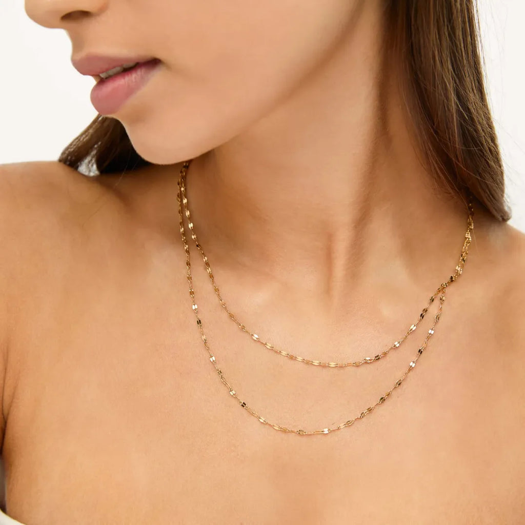 Collar Hojas Doble Bañado en Oro 18k