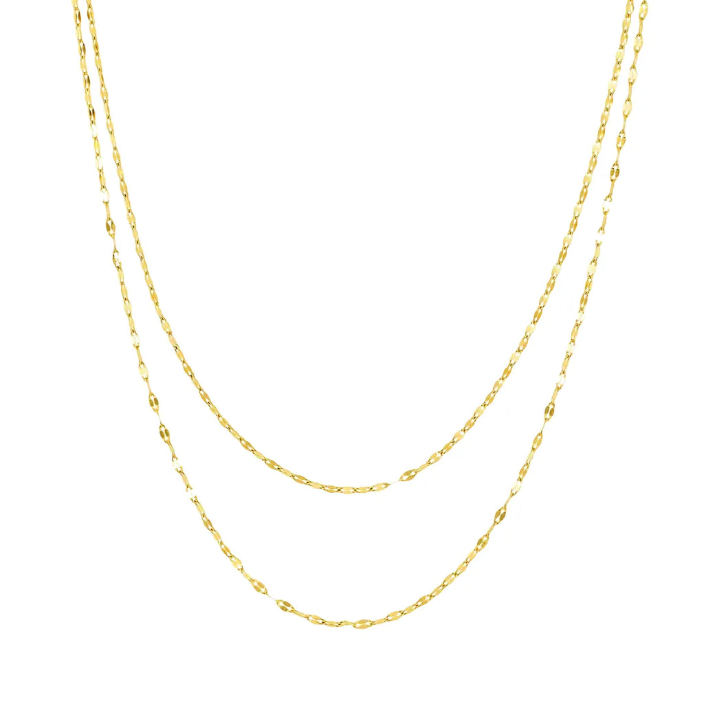 Collar Hojas Doble Bañado en Oro 18k