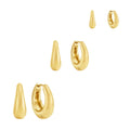 Trío de Aretes Clásicos Bañados en Oro 18k