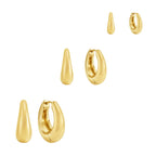 Trío de Aretes Clásicos Bañados en Oro 18k