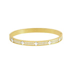 Brazalete Trébol Blanco con Acabado en Oro de 18K