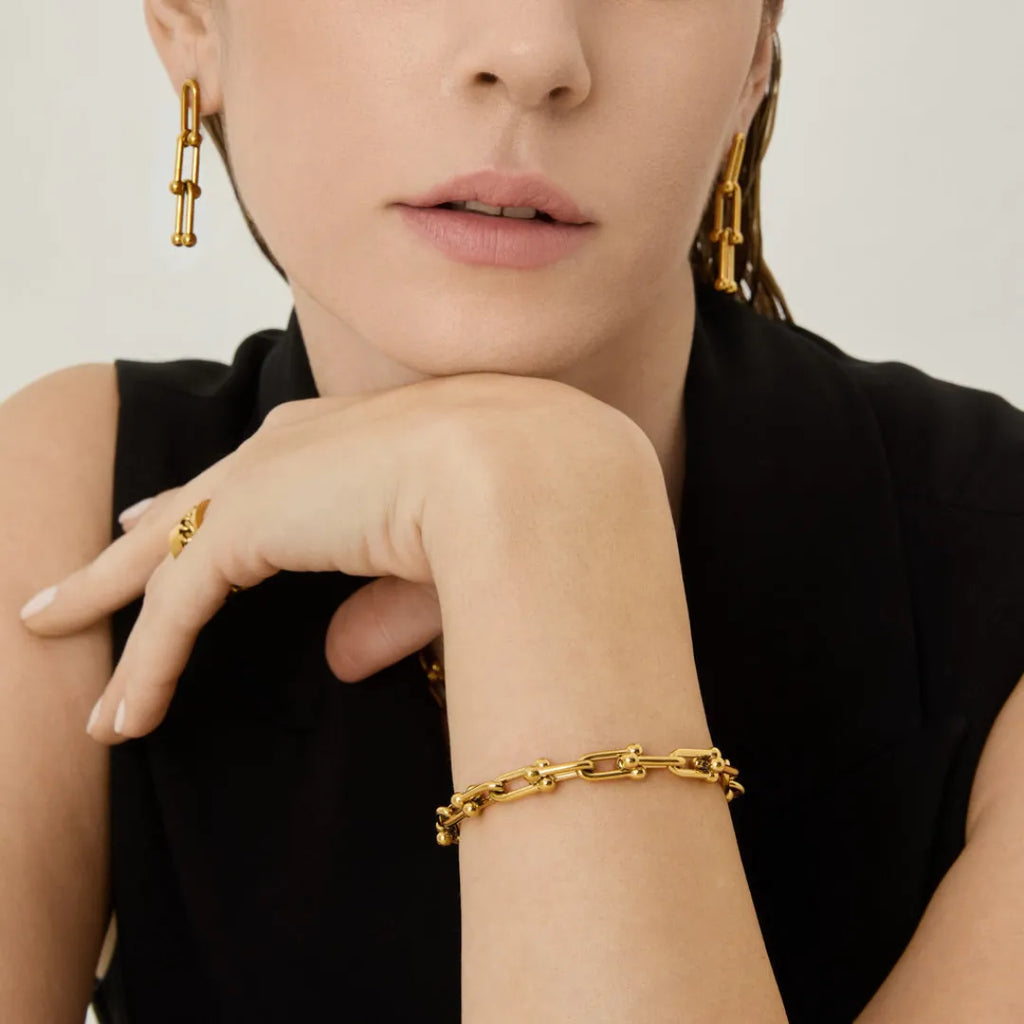 Pulsera de Eslabones Biza Bañada en Oro 18k