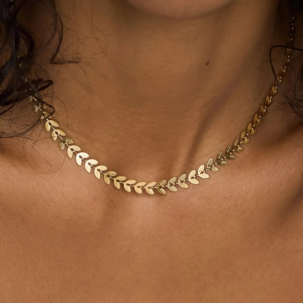 Choker Hojas Bañado en Oro 18k