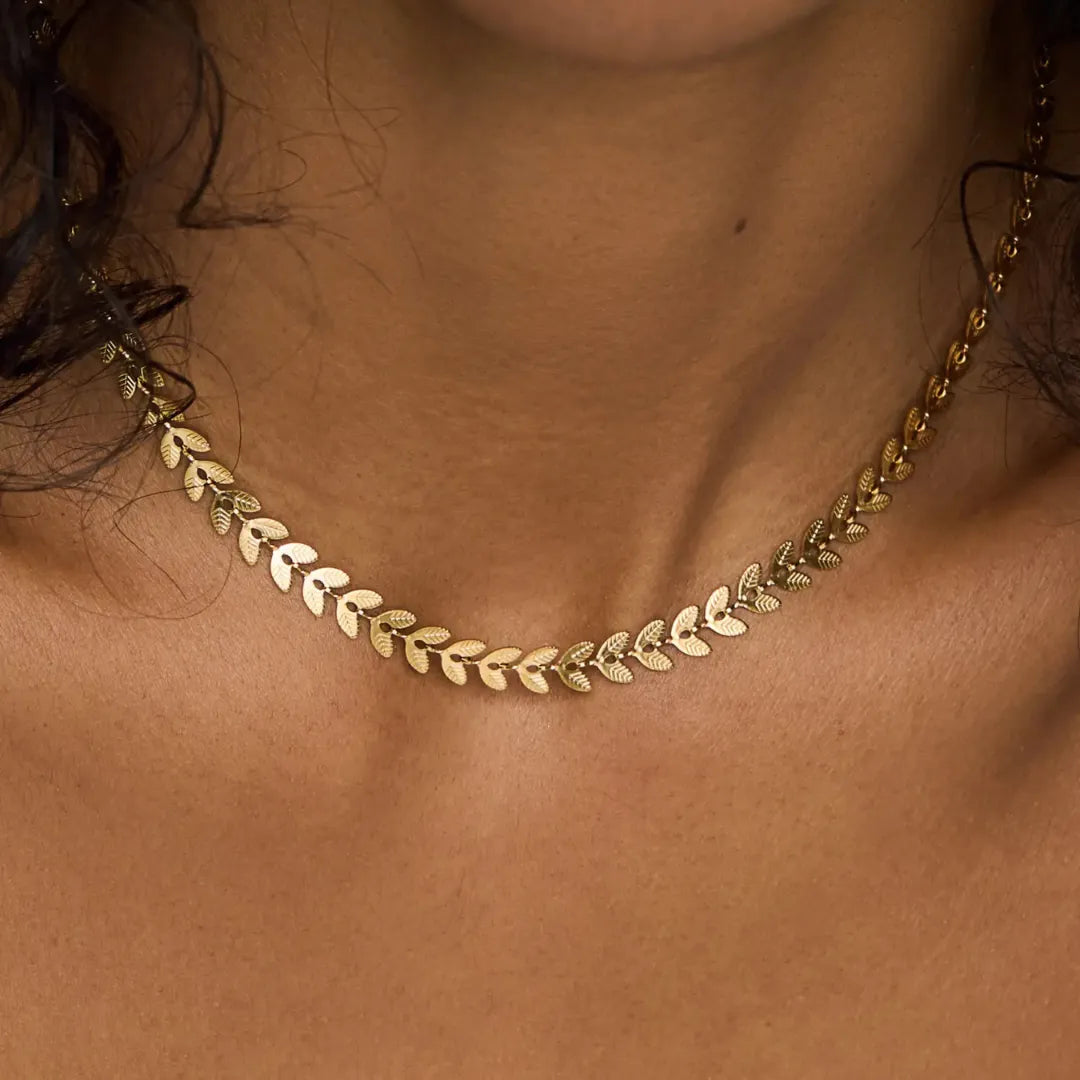 Choker Hojas Bañado en Oro 18k