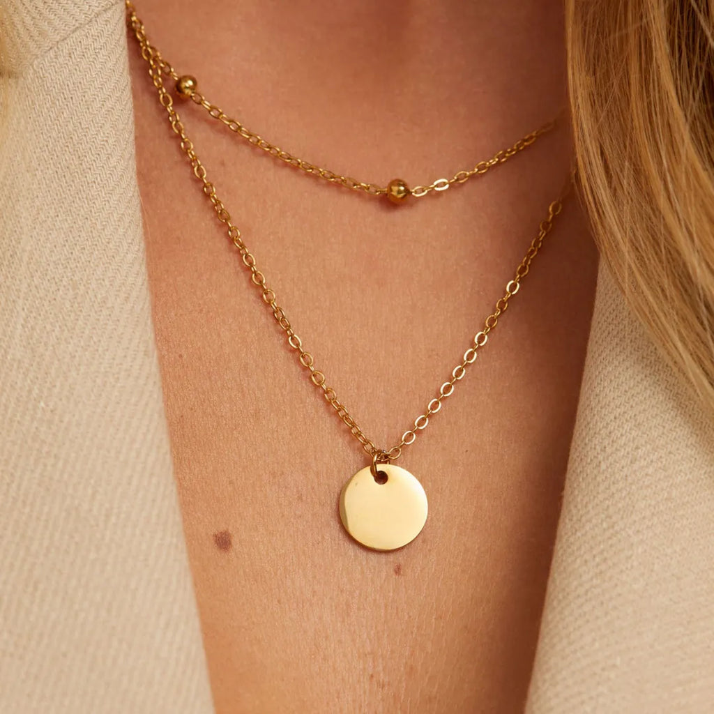 Collar Doble Círculo Slim Bañado en Oro 18k