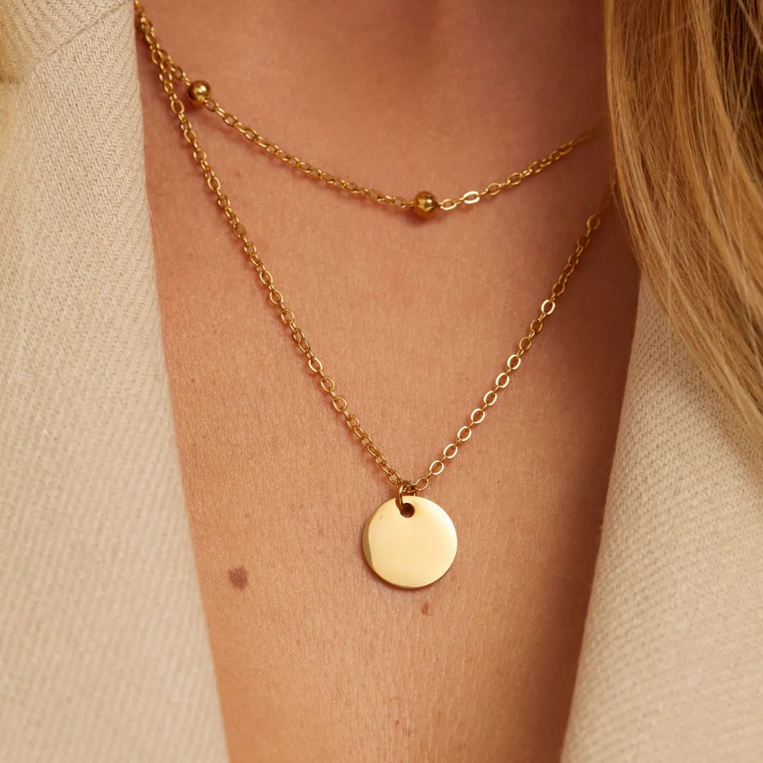 Collar Doble Círculo Slim Bañado en Oro 18k