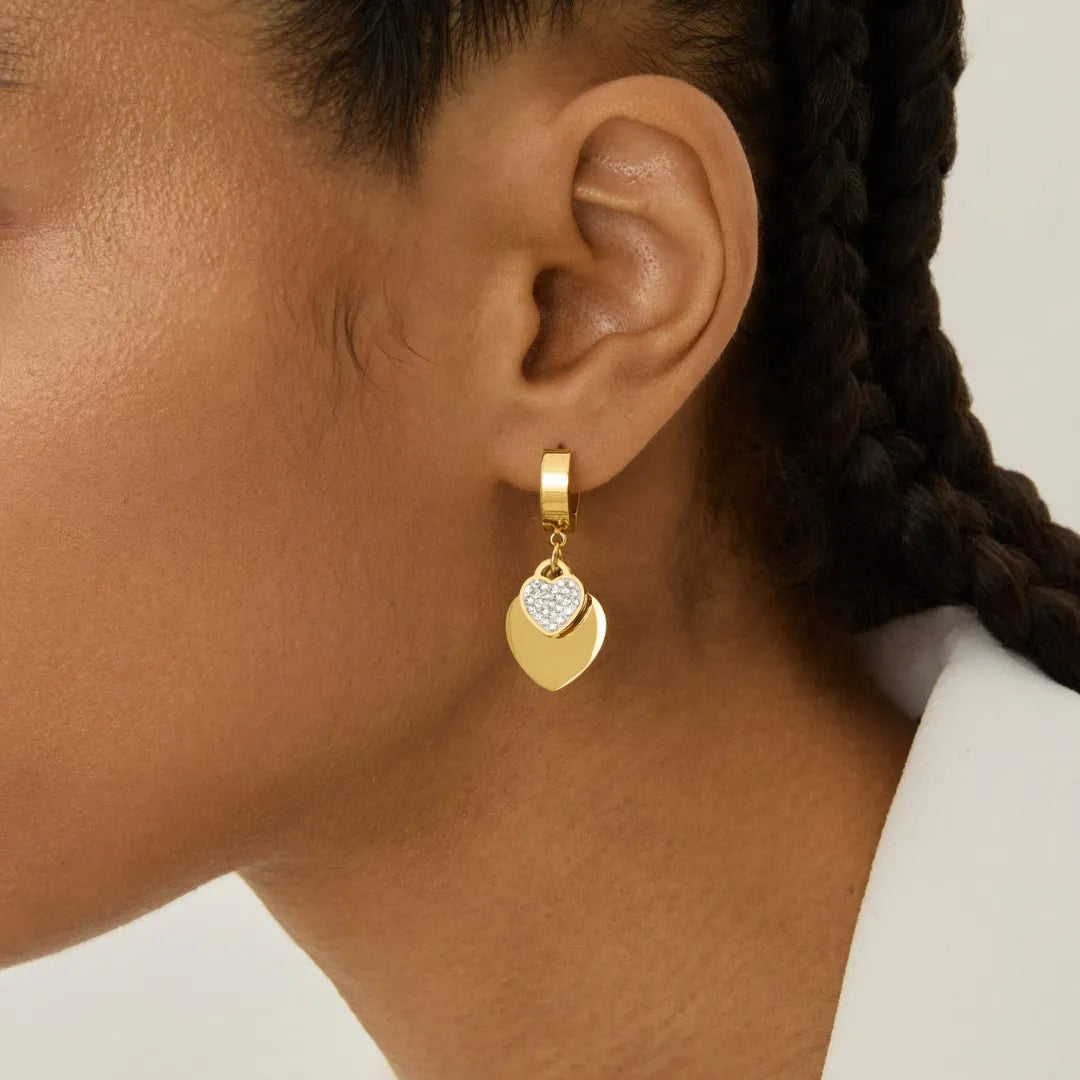 Aretes Corazón Bañados en Oro 18k
