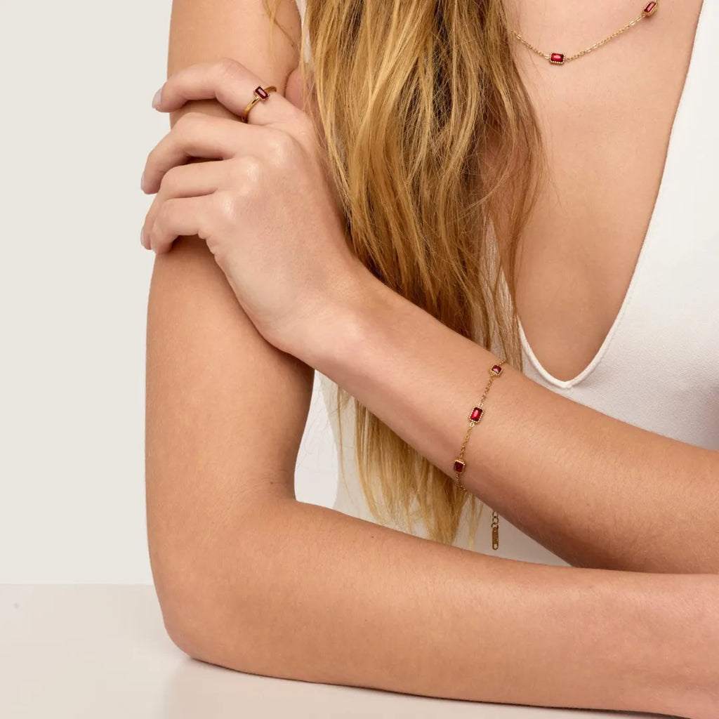 Pulsera Rubí Bañada en Oro 18k