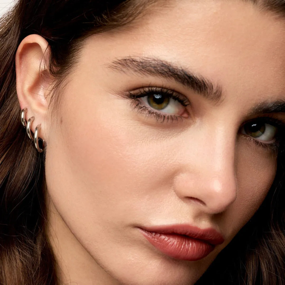 Trío de Aretes de Aro Slim Plata
