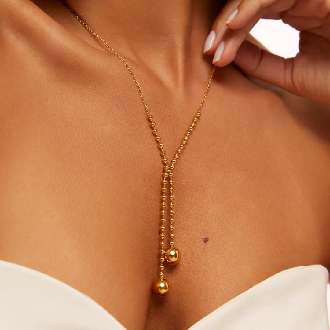Collar Dos Puntos Bañado en Oro 18k