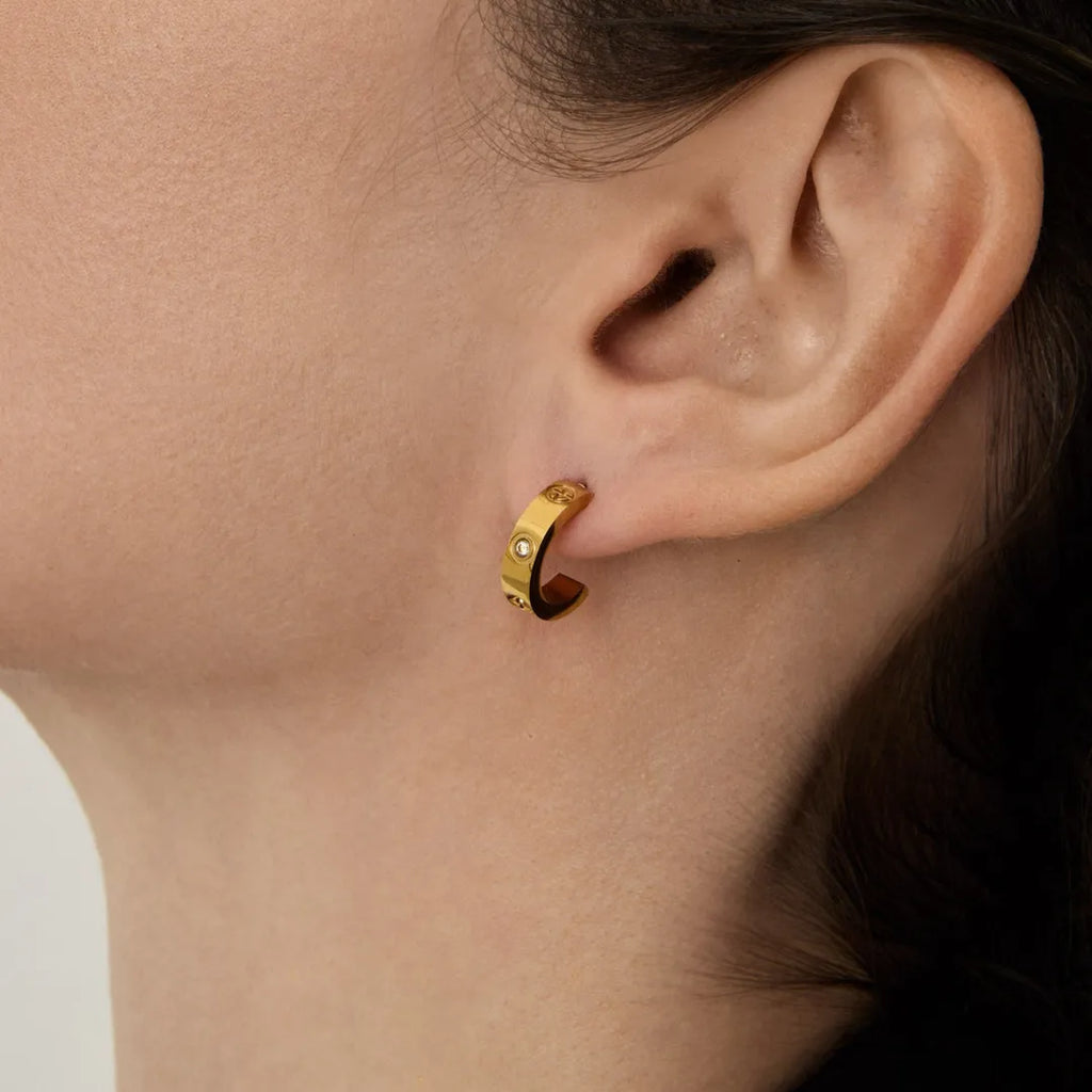 Aretes Glamour Bañados en Oro 18k