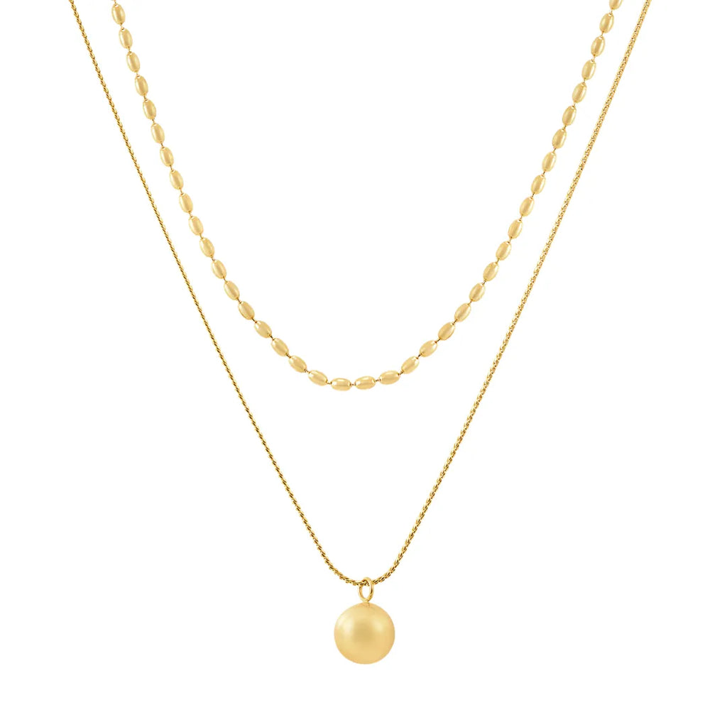 Collar Doble Esfera Bañado en Oro 18k