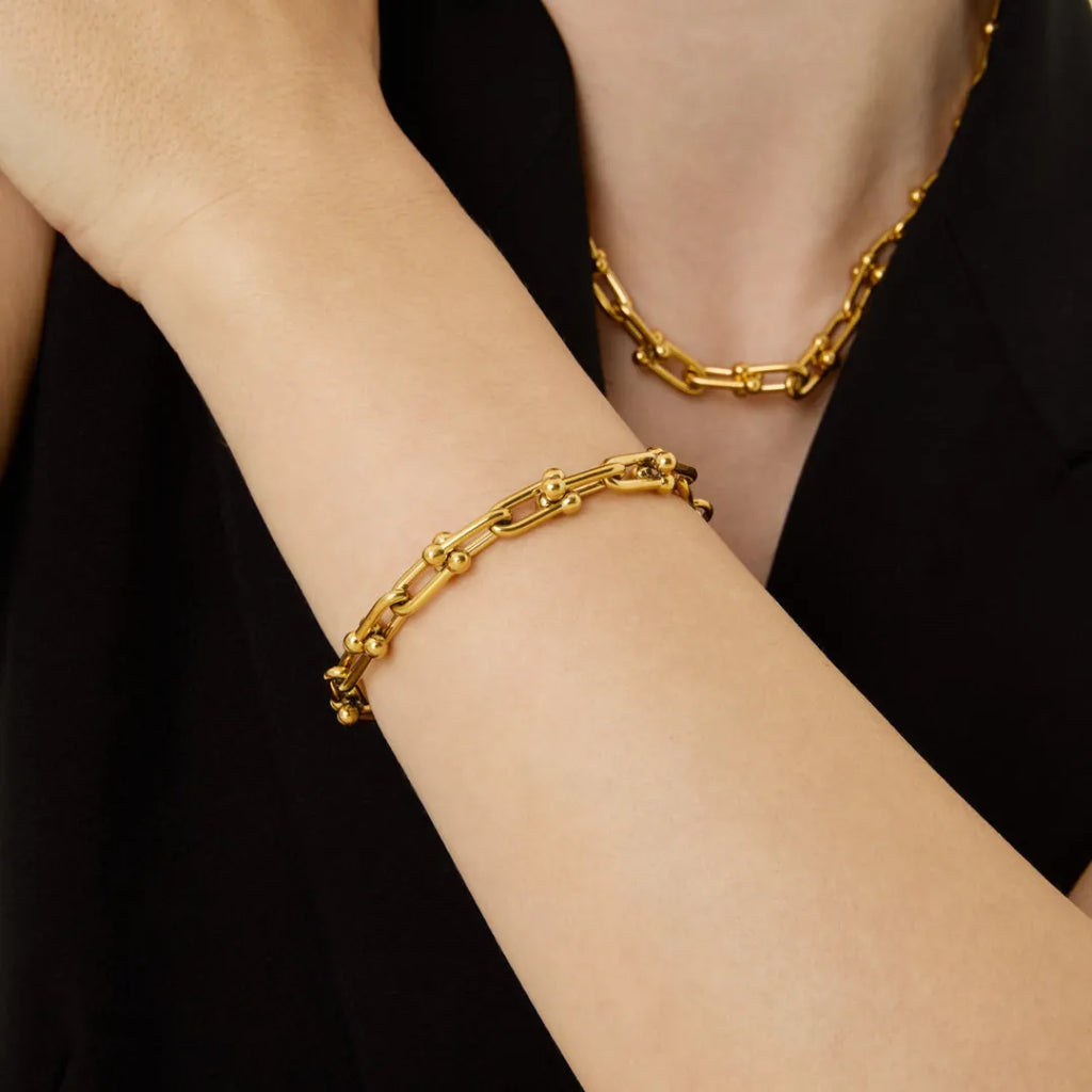 Pulsera de Eslabones Biza Bañada en Oro 18k