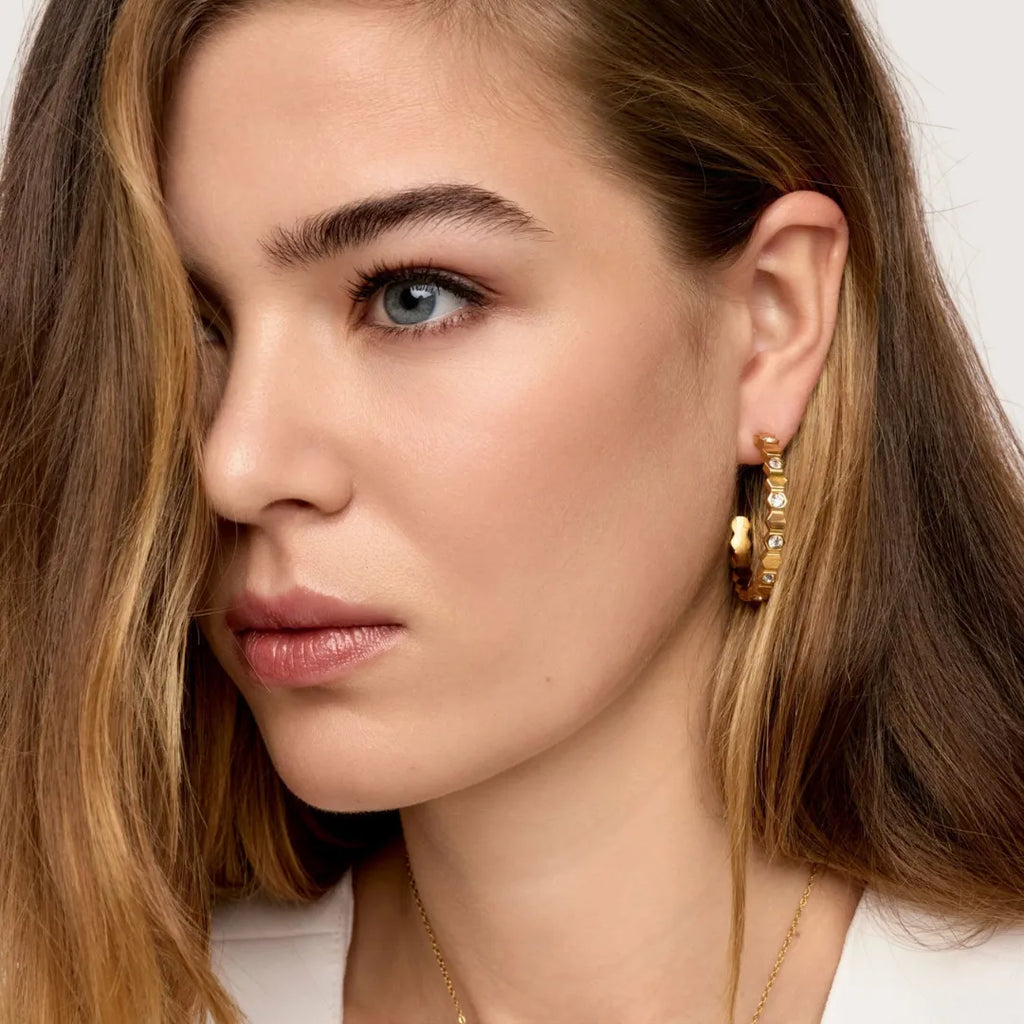 Aretes Lisboa Bañados en Oro 18k