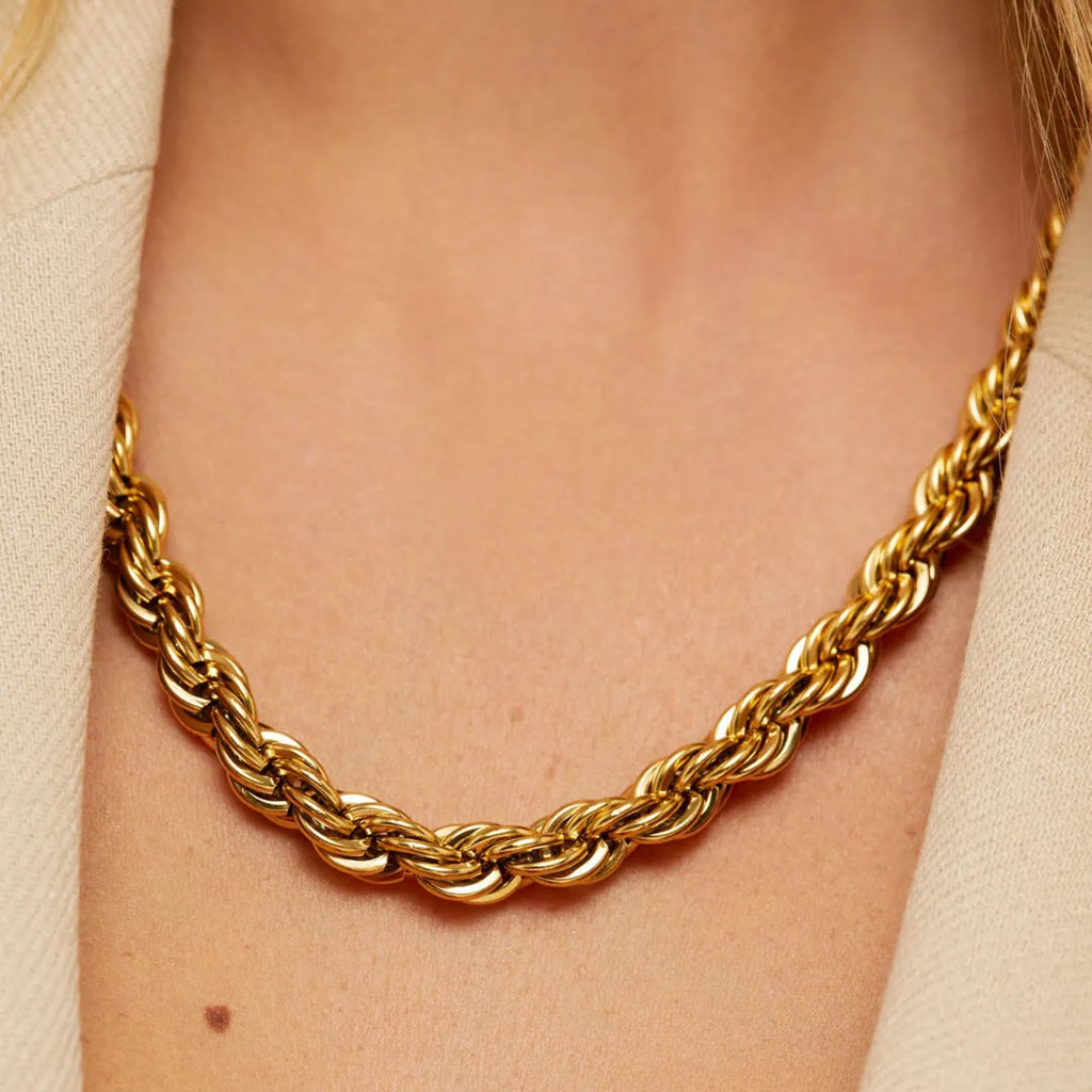 Collar Cadena 8MM Bañado en Oro 18k