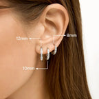 Trío de Aretes de Aro con Piedras Brillantes - Plata