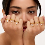 Anillo Colgante Gota Bañado en Oro 18k