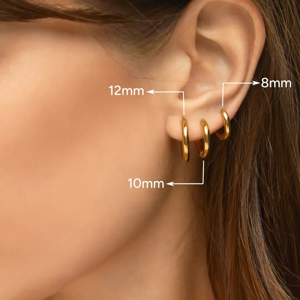 Trío de Aretes de Aro Slim Bañados en Oro 18k
