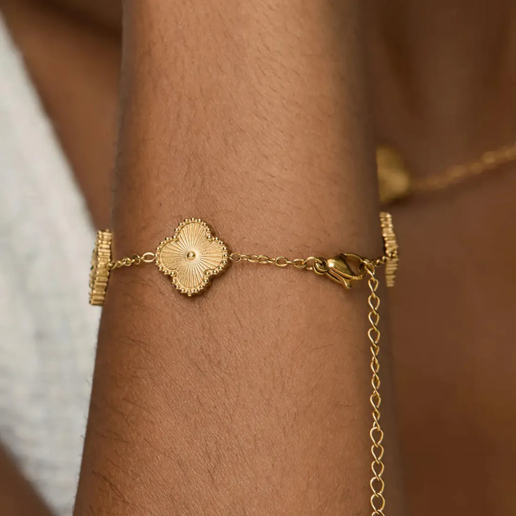 Pulsera Trébol Bañada en Oro 18k