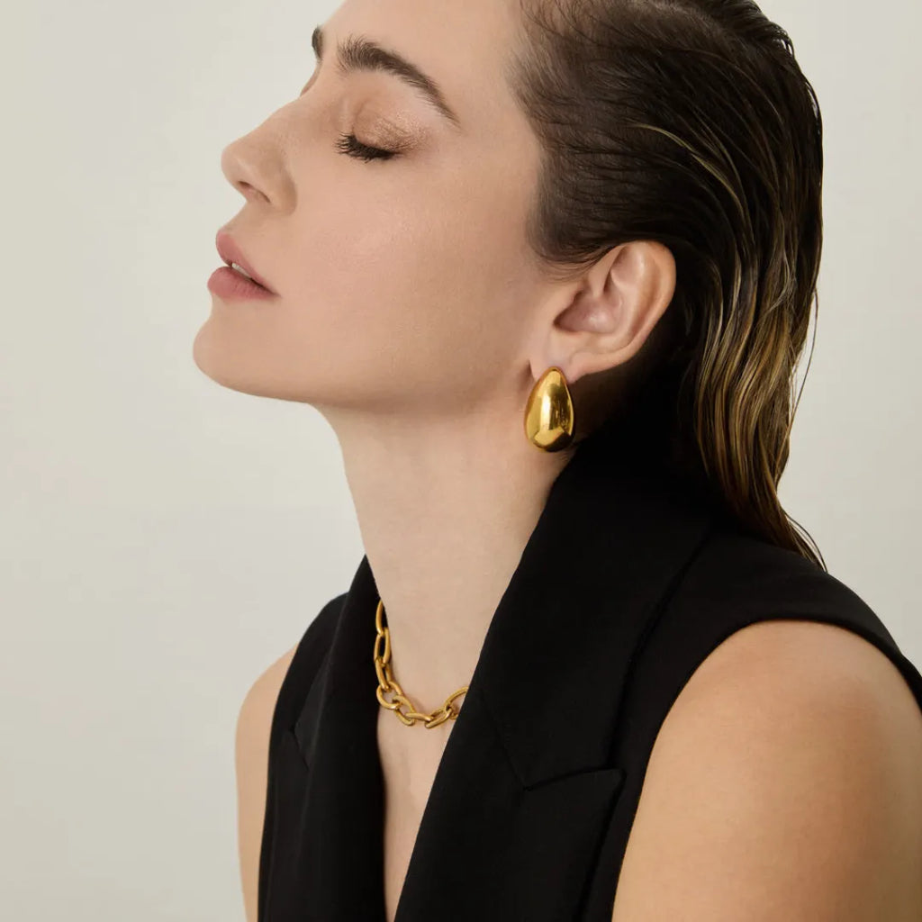 Aretes Gotas Bañados en Oro 18k
