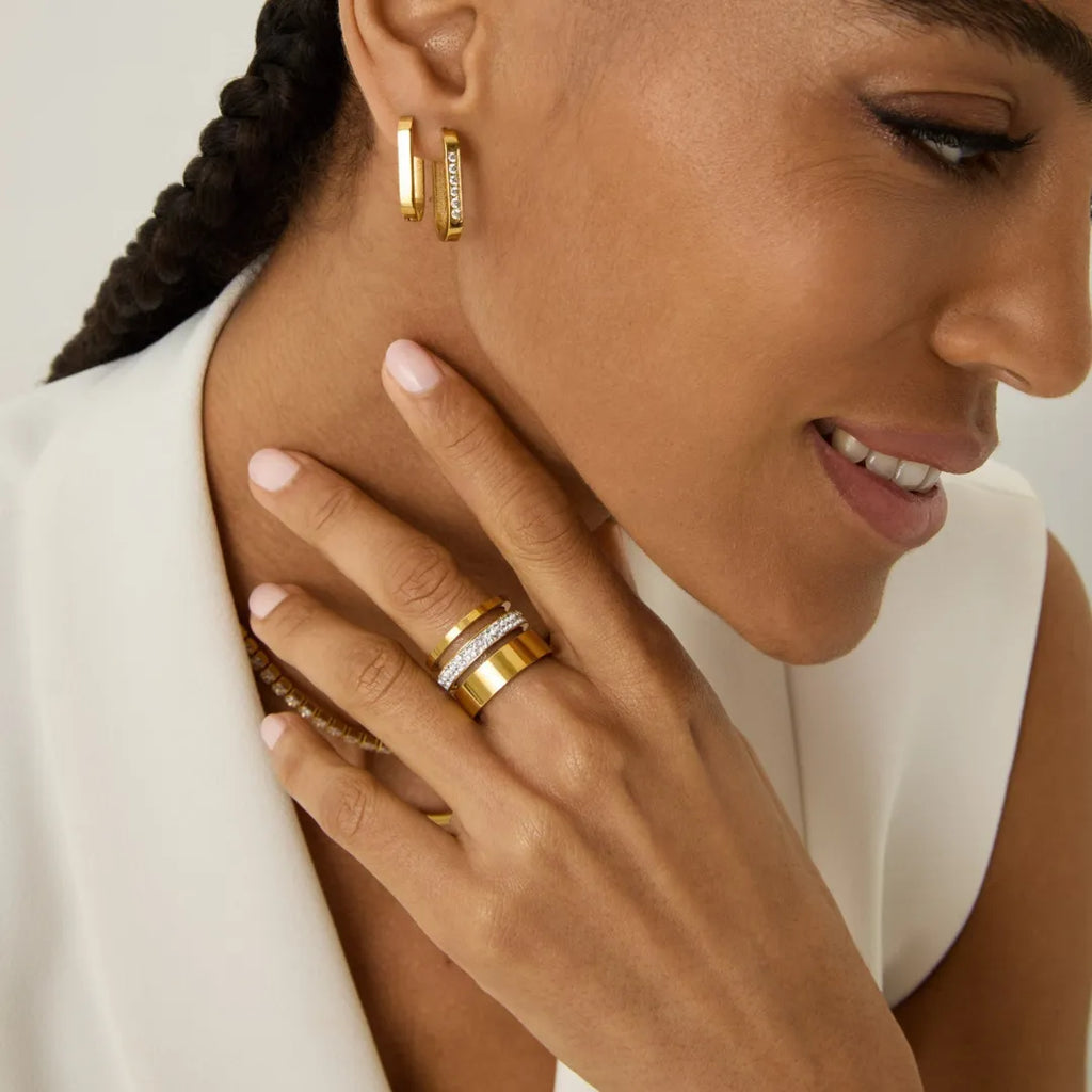 Anillo Triple Lujo Bañado en Oro 18k