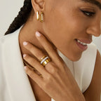 Anillo Triple Lujo Bañado en Oro 18k