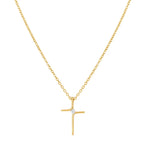 Collar Cruz con Piedra Bañado en Oro 18k