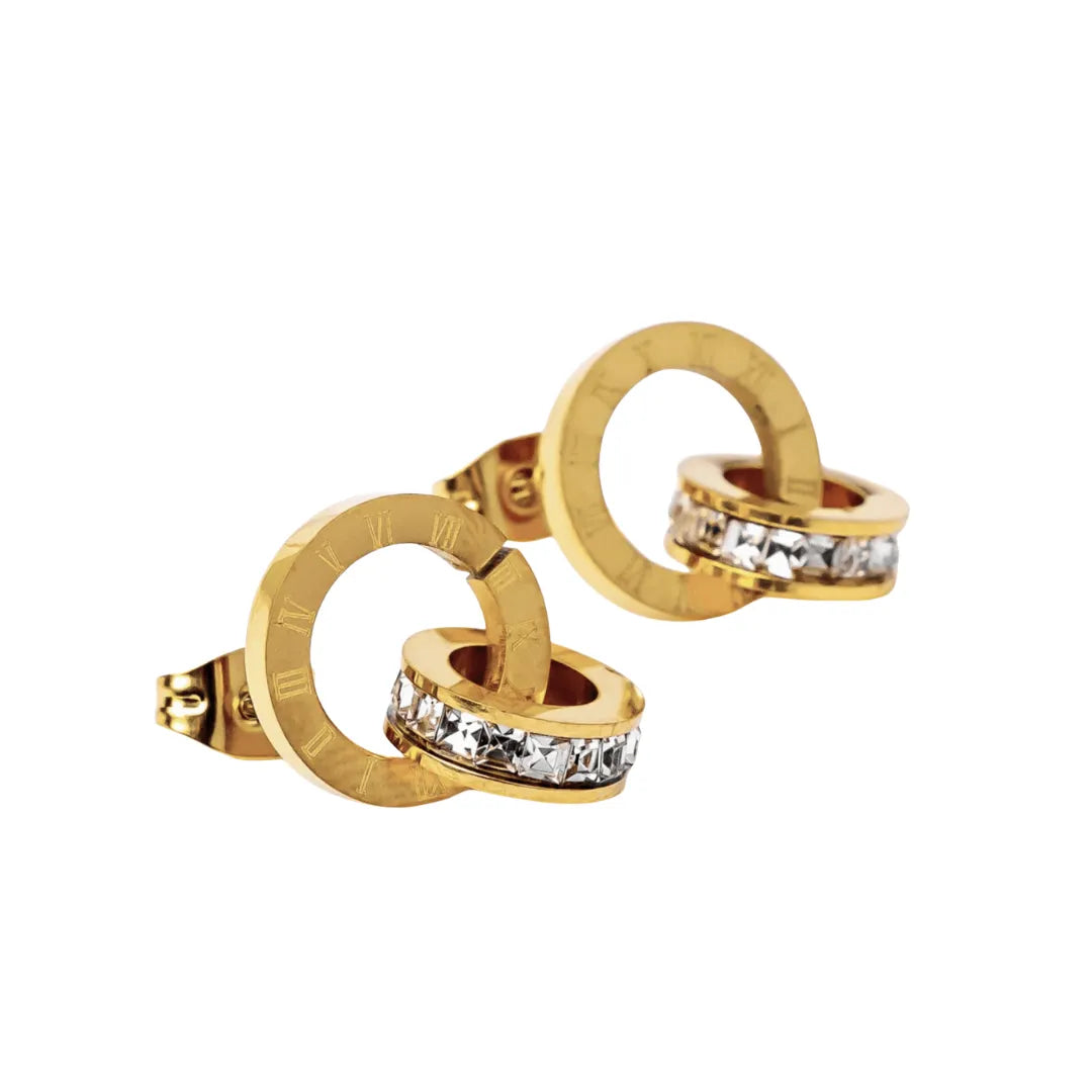 Aretes Romano Bañados en Oro 18k