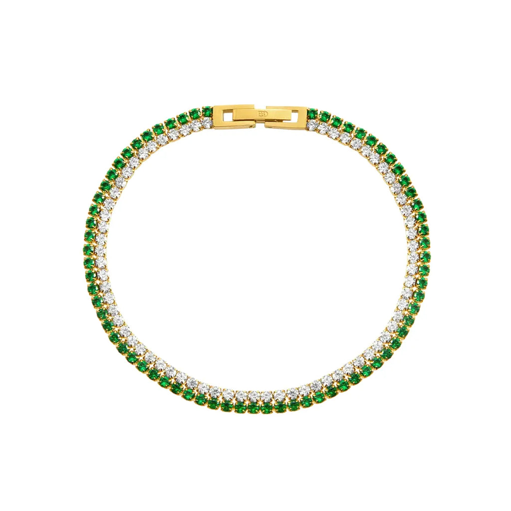Pulsera Duo Esmera Cristal Bañada en Oro 18k