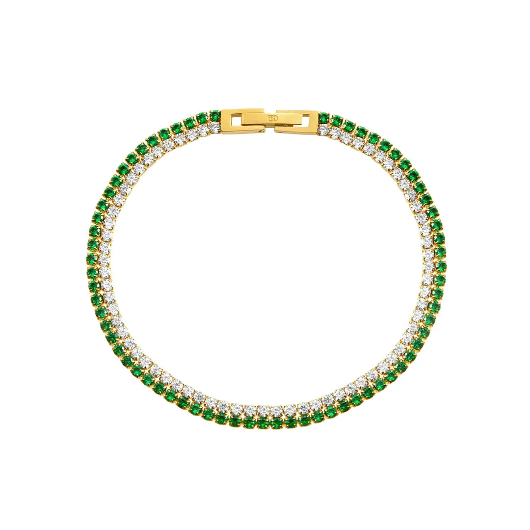 Pulsera Duo Esmera Cristal Bañada en Oro 18k