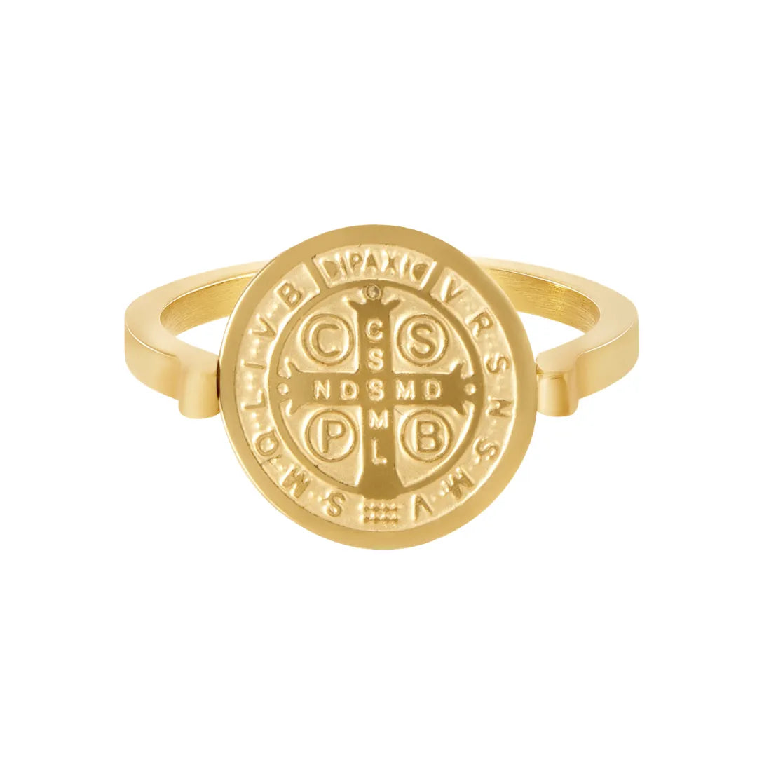 Anillo San Benito Bañado en Oro 18k