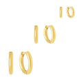 Trío de Aretes de Aro Slim Bañados en Oro 18k