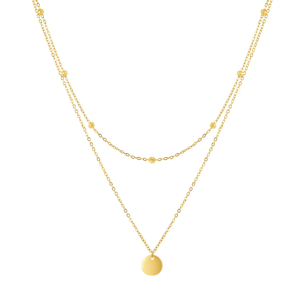 Collar Doble Círculo Slim Bañado en Oro 18k