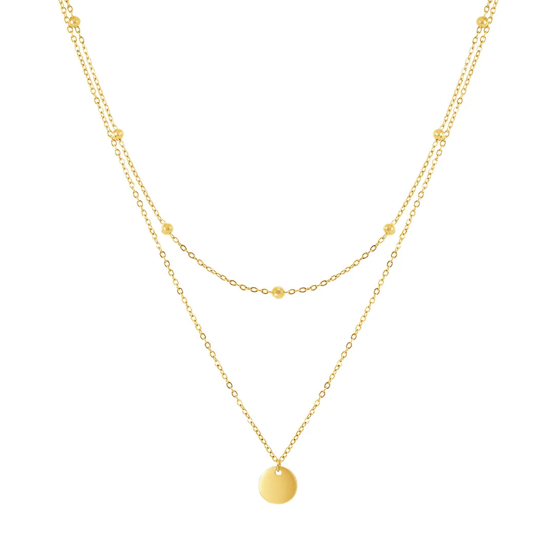 Collar Doble Círculo Slim Bañado en Oro 18k