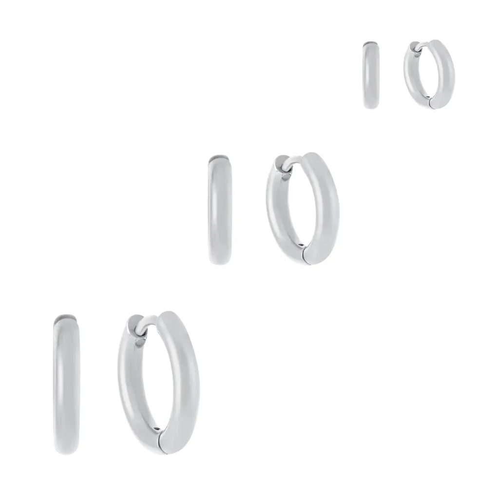 Trío de Aretes de Aro Slim Plata