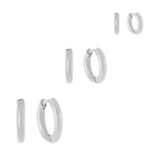 Trío de Aretes de Aro Slim Plata