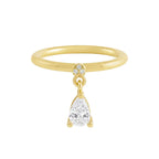 Anillo Colgante Gota Bañado en Oro 18k