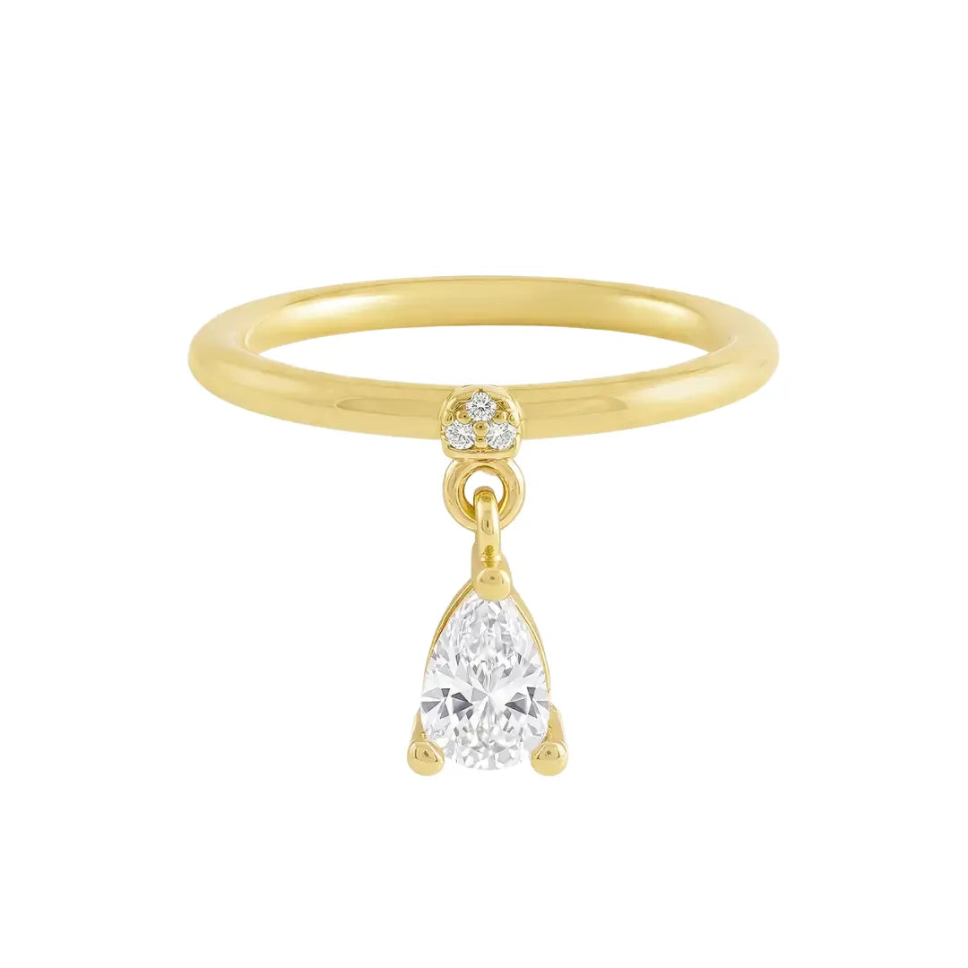 Anillo Colgante Gota Bañado en Oro 18k