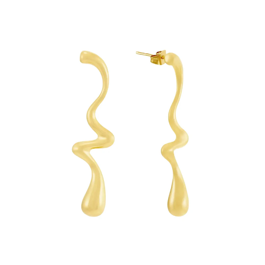 Aretes Curva Bañados en Oro 18k