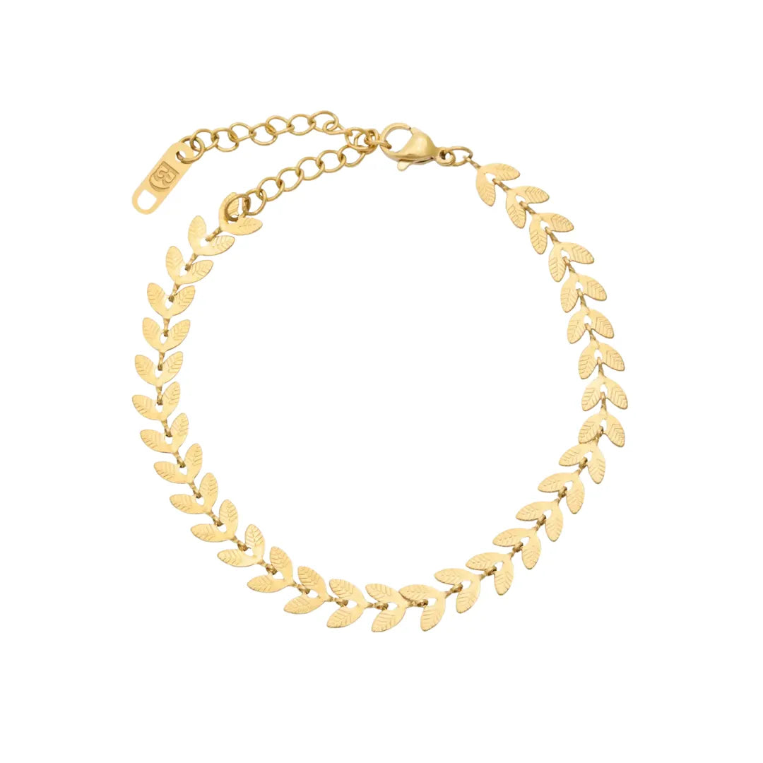 Pulsera Hojas Bañada en Oro 18K