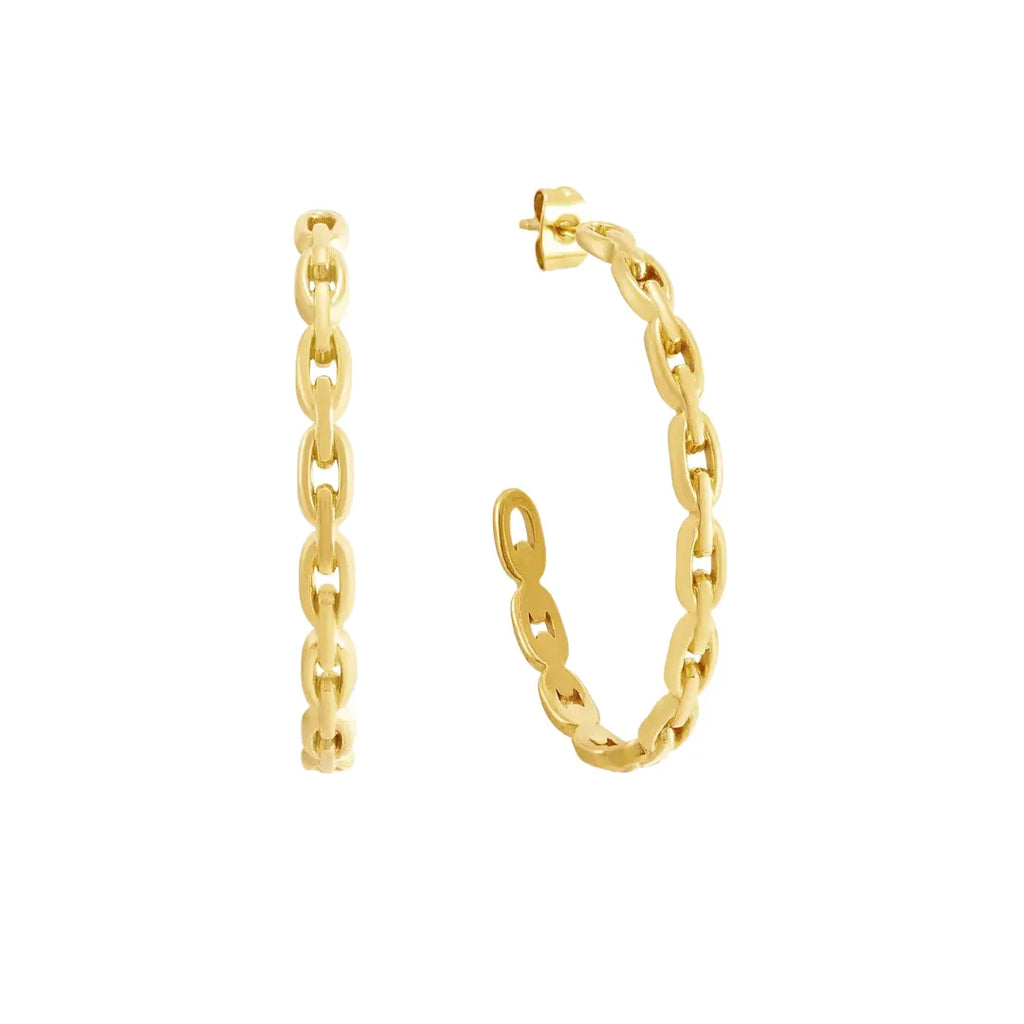 Aretes Eslabones Bañados en Oro 18k