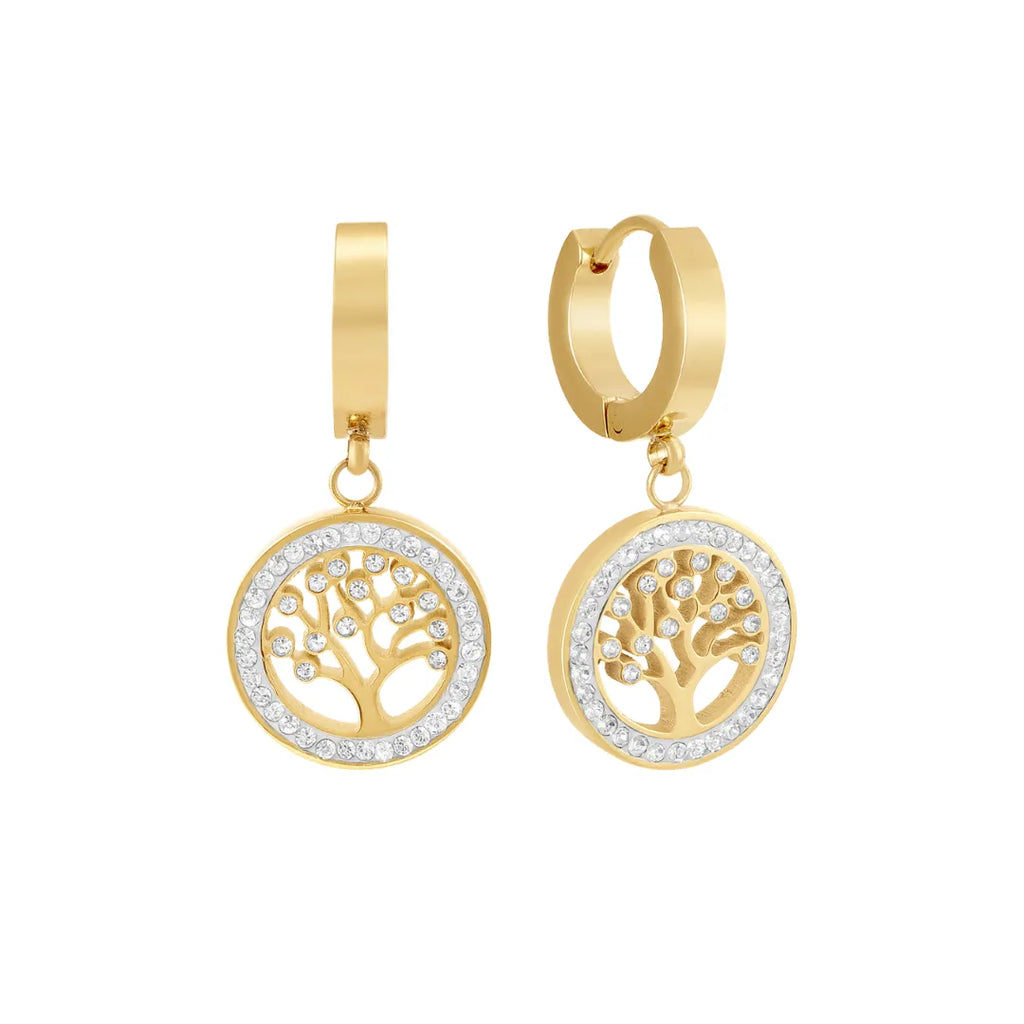 Aretes Árbol de la Vida Bañados en Oro 18k