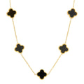 Collar Trébol Negro con Acabado en Oro de 18K